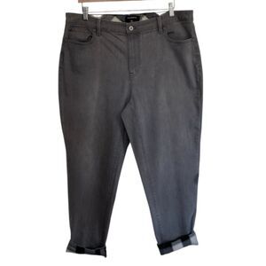 Talbots Women's Plus Size 16W (Fit 37x26.5) Gray Tapered Cuffed Crop Denim Jeans
